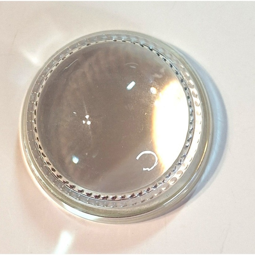 Vintage Clear Glass Dome Paperweight Magnifier Beaded Base Desk Accessory 2.5"